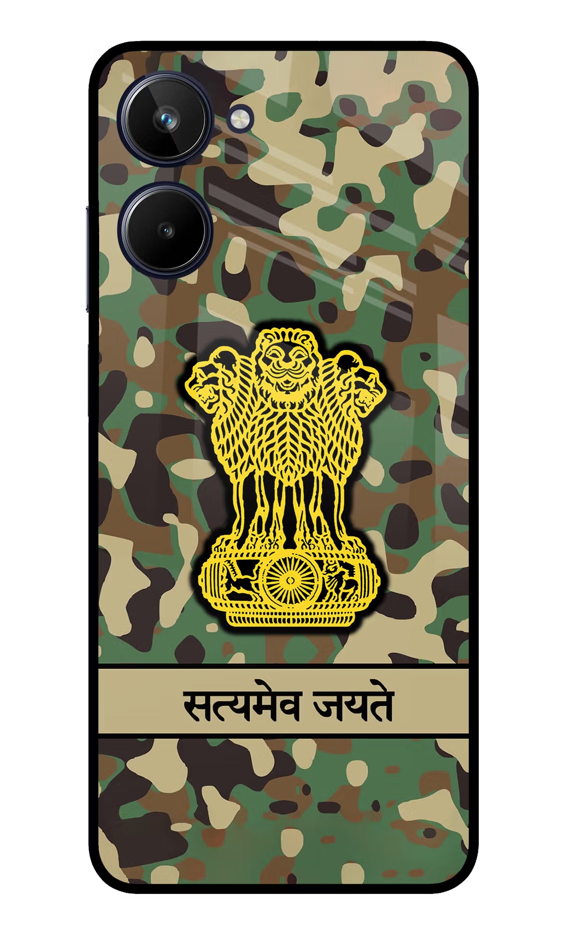 Satyamev Jayate Army Realme 10 Glass Case Back Cover by Casekaro