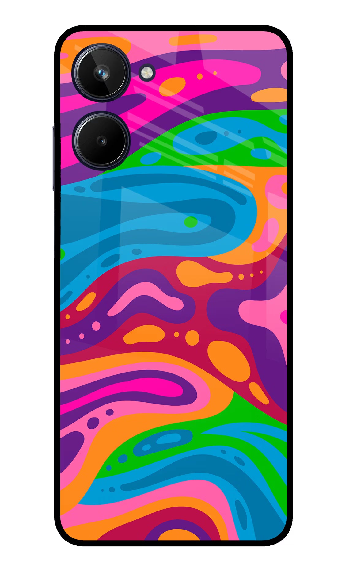 Trippy Pattern Realme 10 Glass Case Back Cover by Casekaro