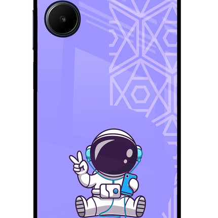 Cute Astronaut Chilling Realme 10 Glass Case Back Cover by Casekaro