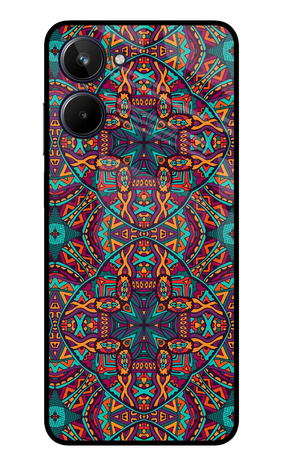 Colour Mandala Realme 10 Glass Case Back Cover by Casekaro