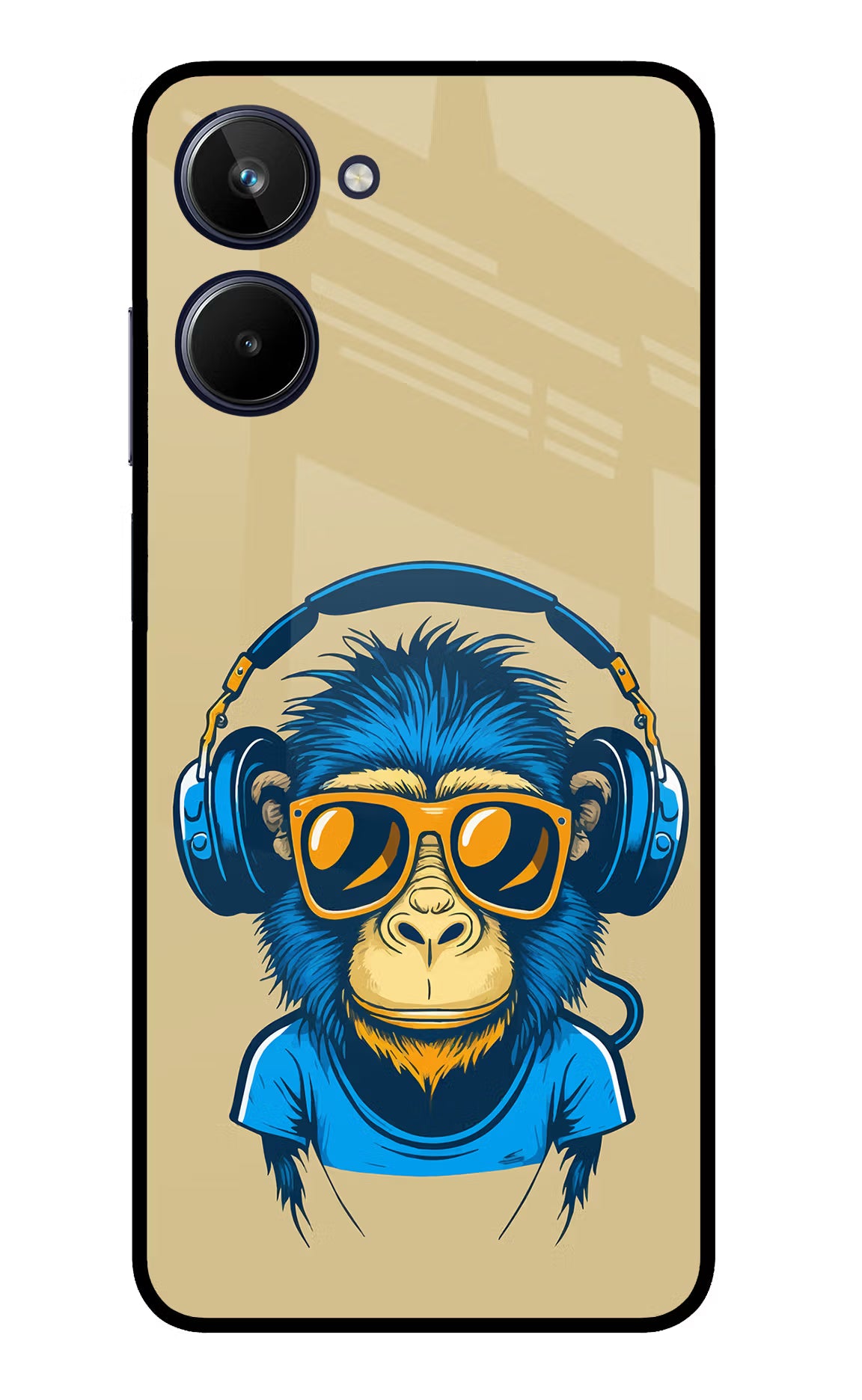 Monkey Headphone Realme 10 Glass Case Back Cover by Casekaro