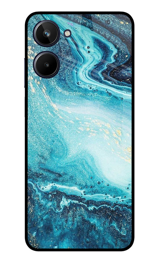 Blue Glitter Marble Realme 10 Glass Case