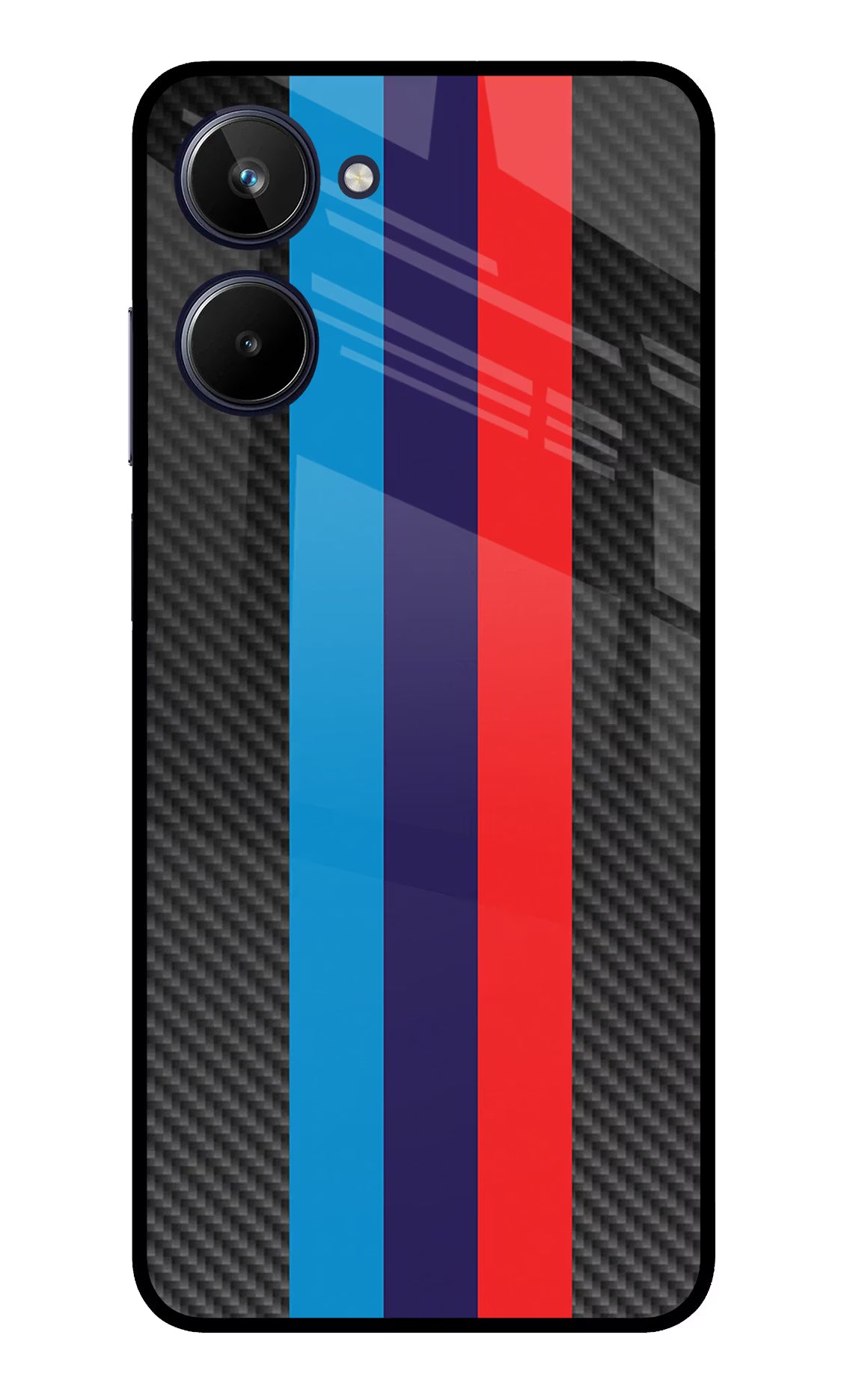 BMW Stripes Pattern Realme 10 Glass Case Back Cover by Casekaro