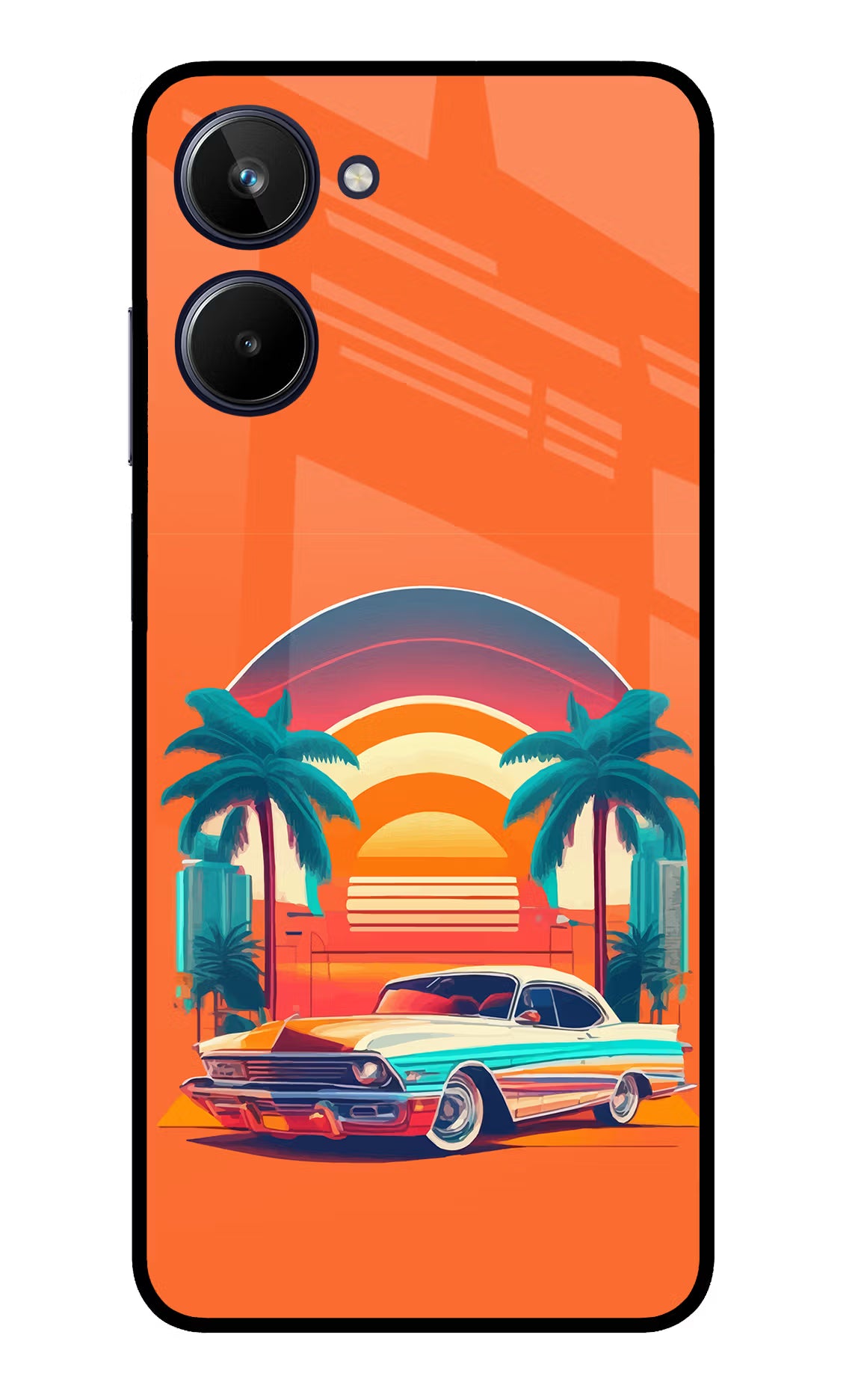Palm Drive 80s Realme 10 Glass Case