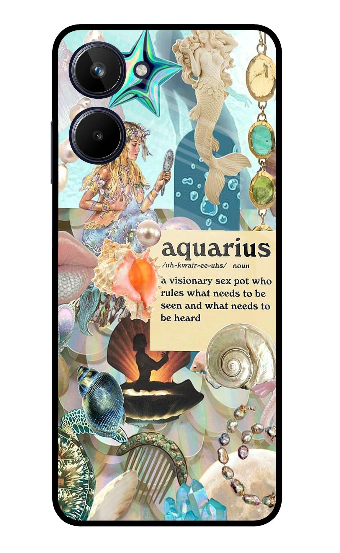 Aquarius Zodiac Realme 10 Glass Case Back Cover by Casekaro