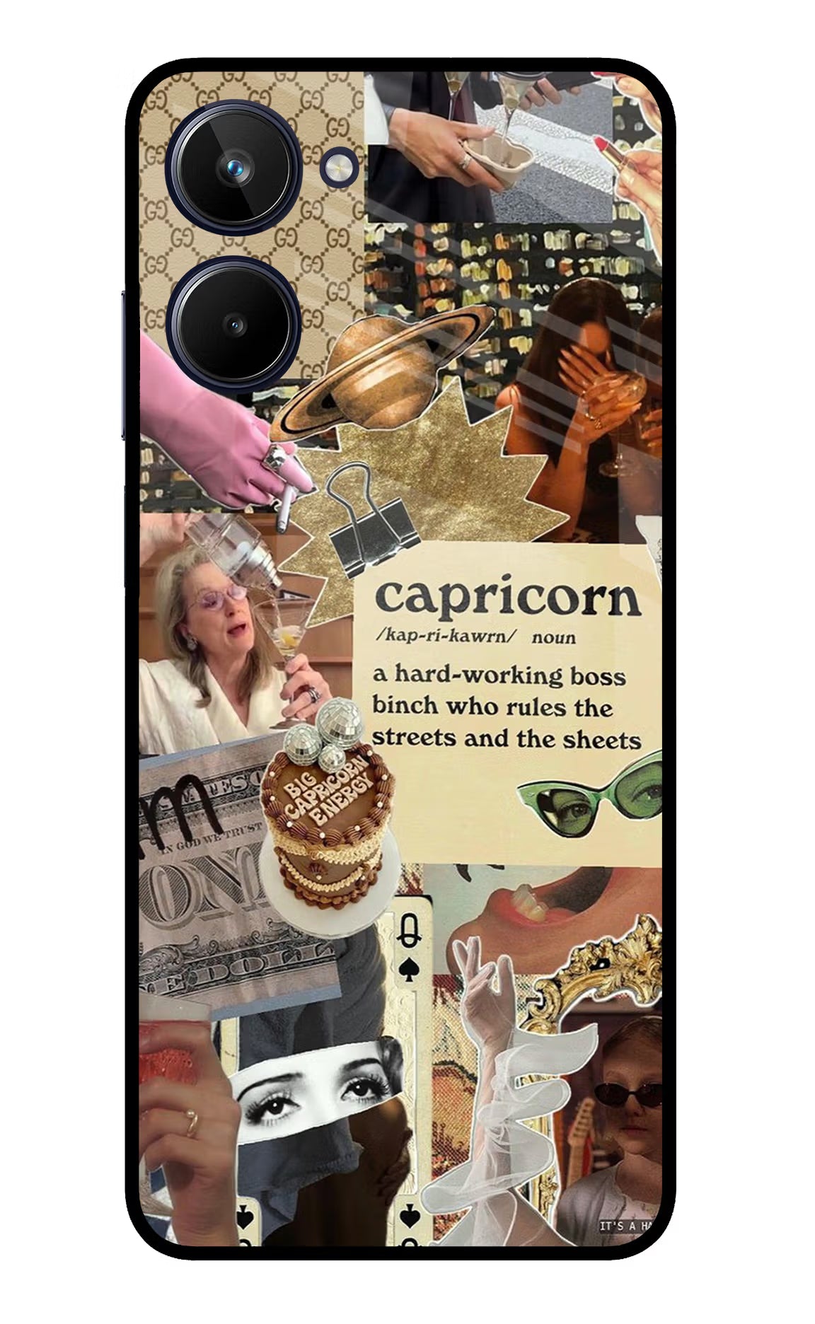 Capricorn Zodiac Realme 10 Glass Case Back Cover by Casekaro