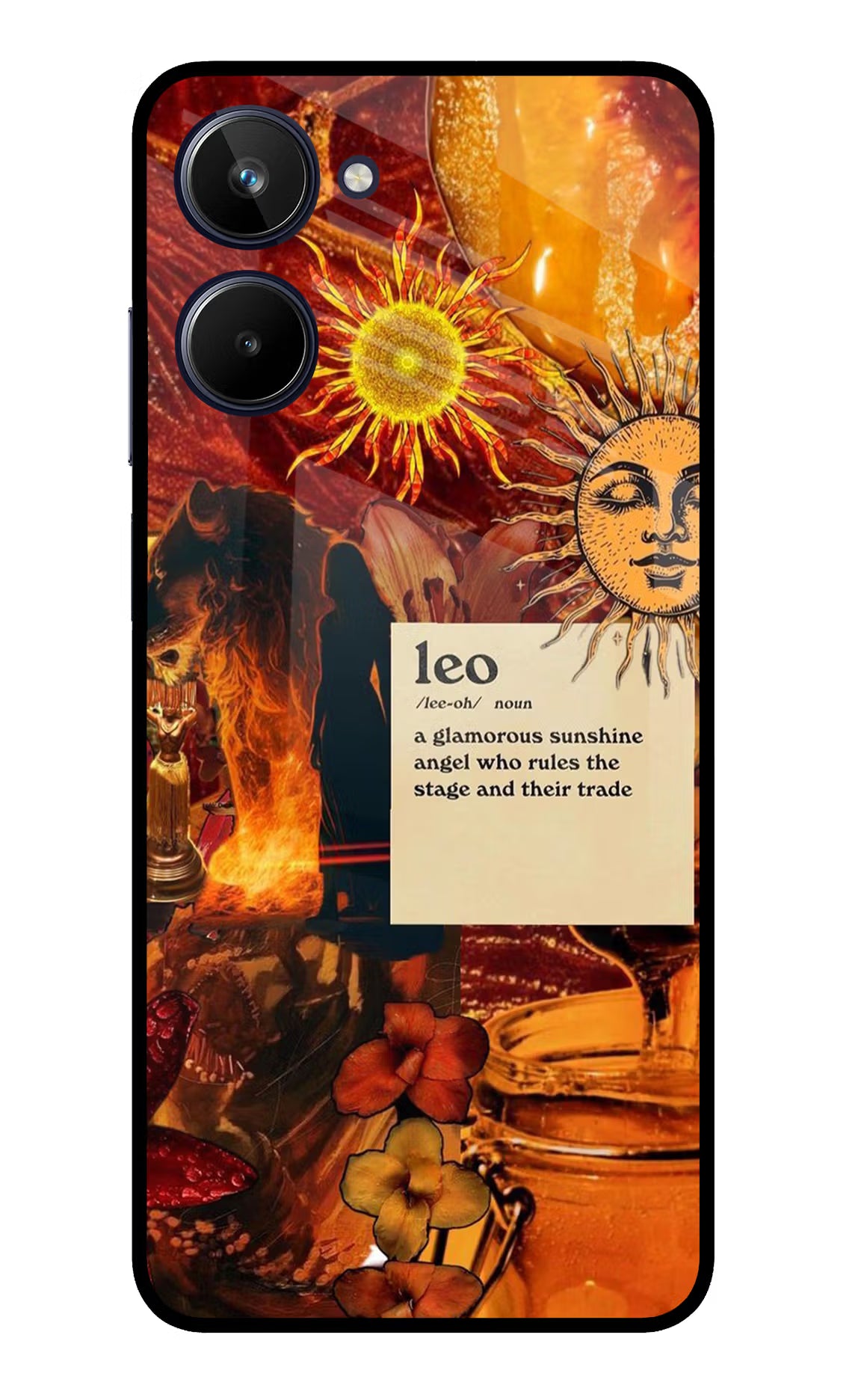 Leo Zodiac Realme 10 Glass Case Back Cover by Casekaro