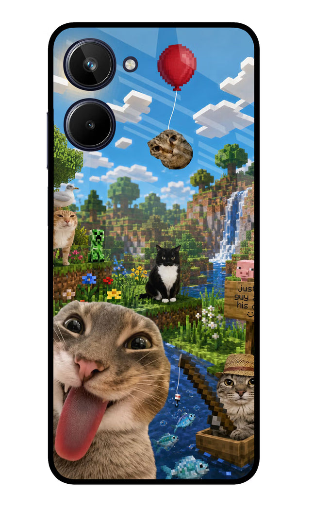 Minecraft Cat Chaos Realme 10 Glass Case