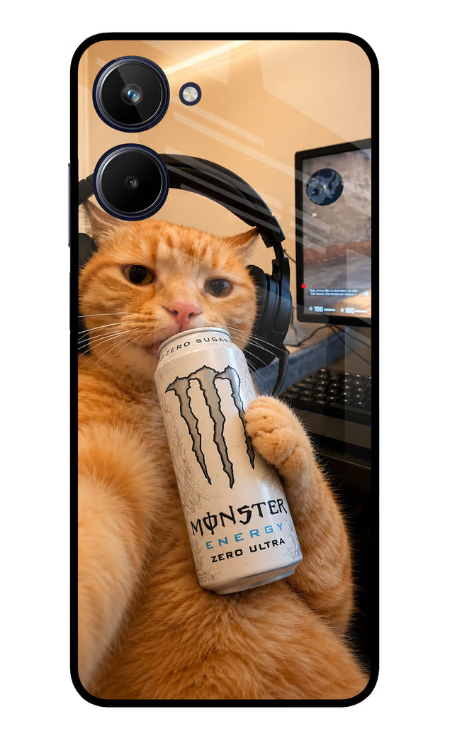 Gamer Cat Energy Realme 10 Glass Case