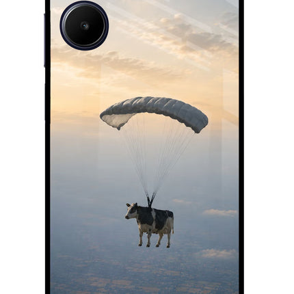 Skydiving Cow Realme 10 Glass Case