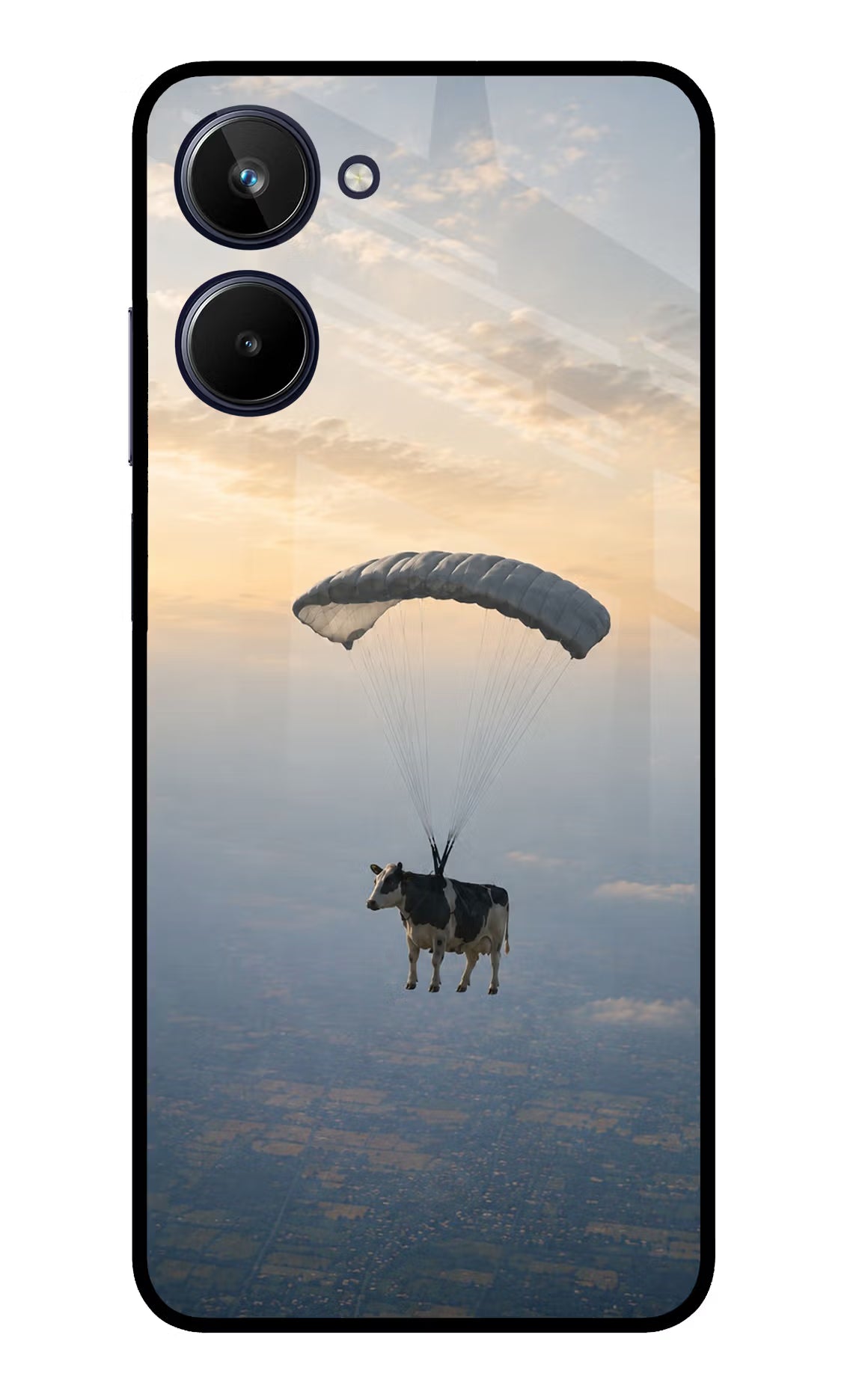 Skydiving Cow Realme 10 Glass Case