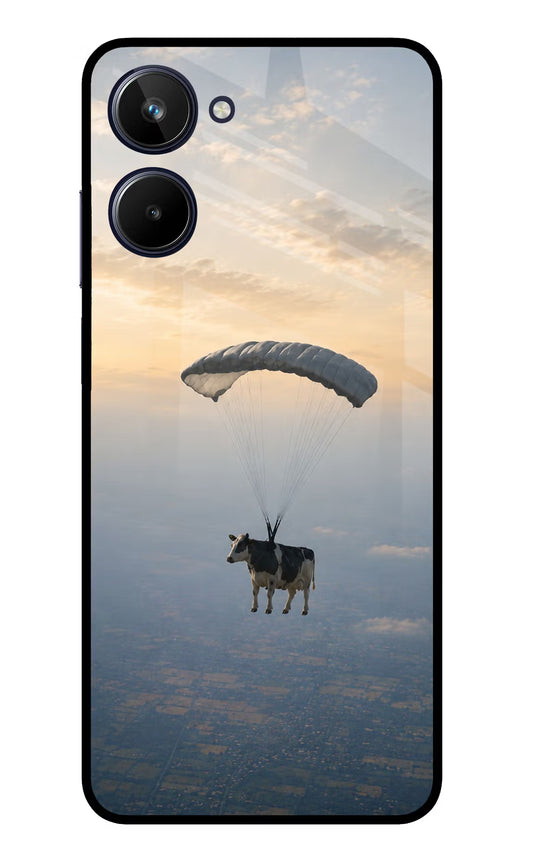 Skydiving Cow Realme 10 Glass Case