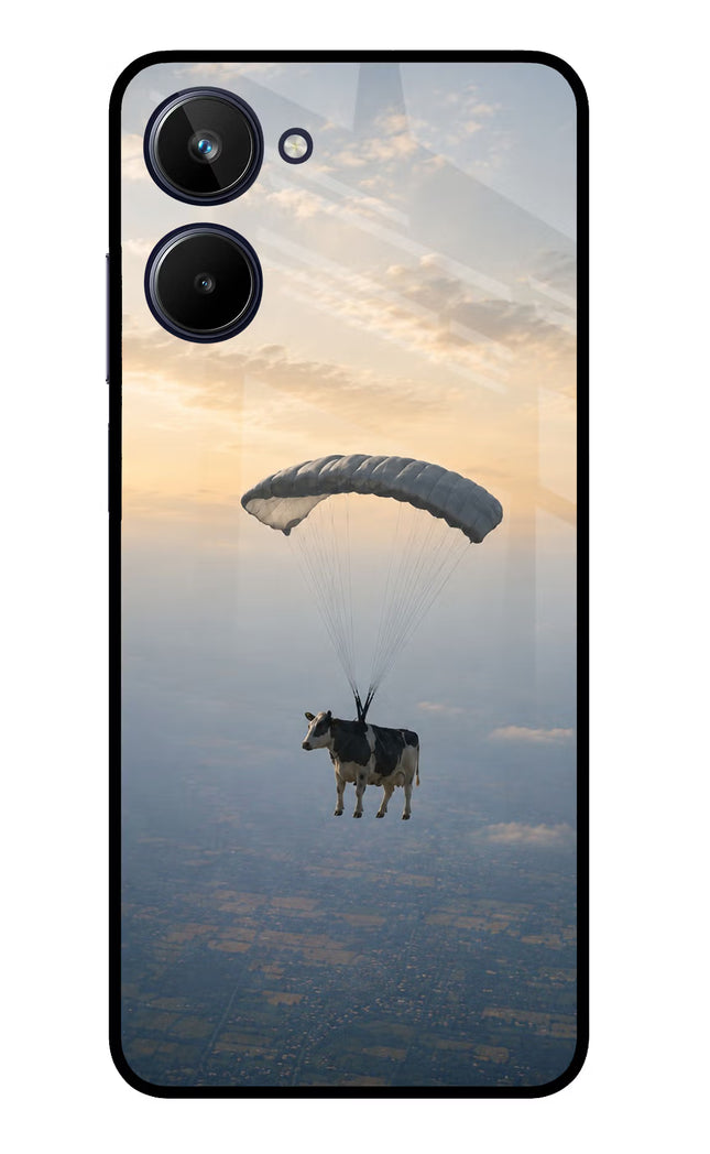 Skydiving Cow Realme 10 Glass Case