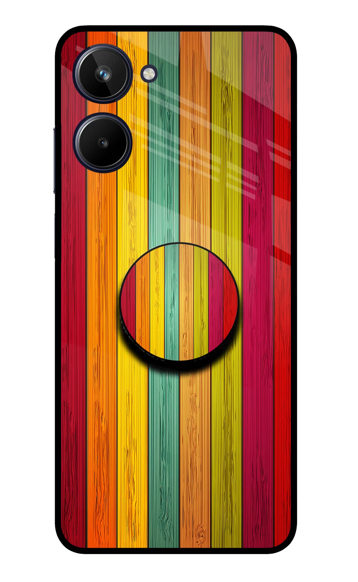 Multicolor Wooden Realme 10 Pop Case by Casekaro