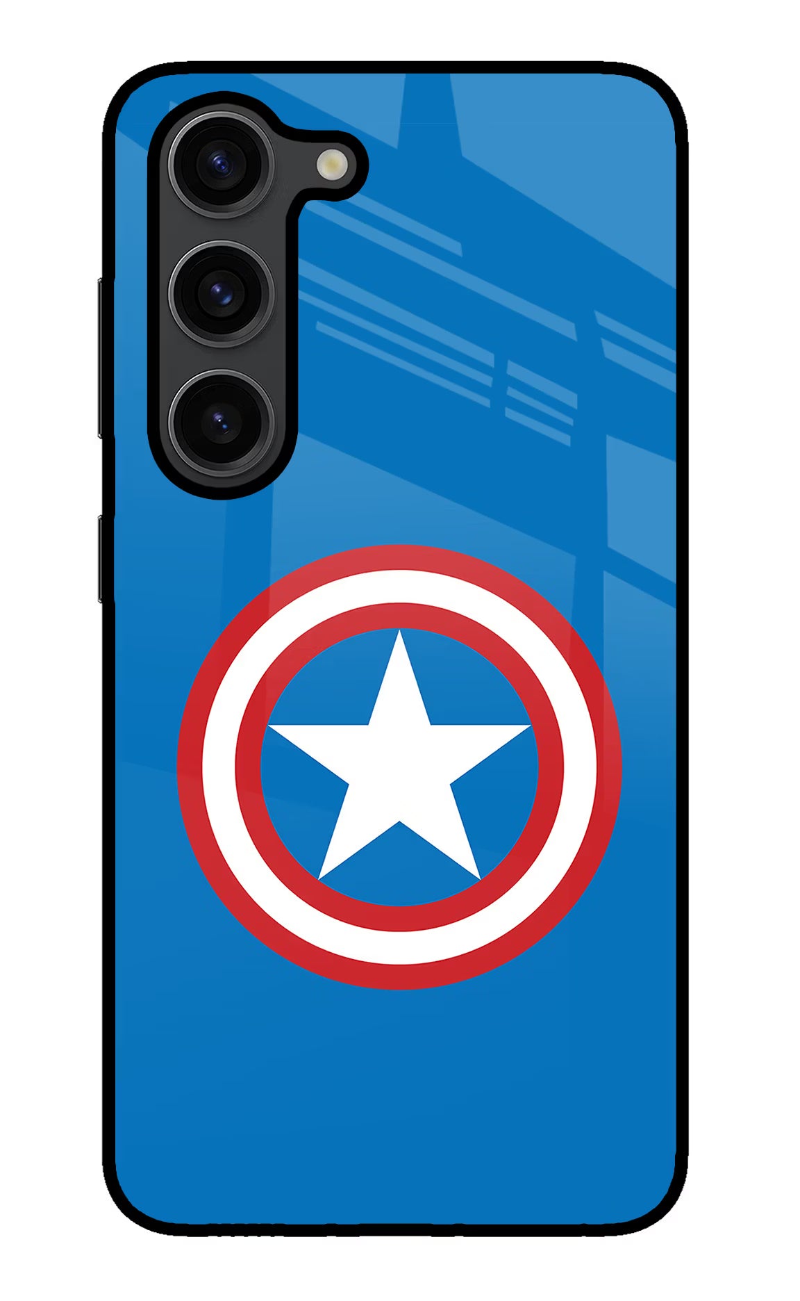Captain America Logo Samsung S23 Plus Glass Case Back Cover by Casekaro