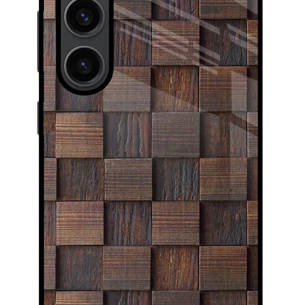 Wooden Cube Design Samsung S23 Plus Glass Case Back Cover by Casekaro
