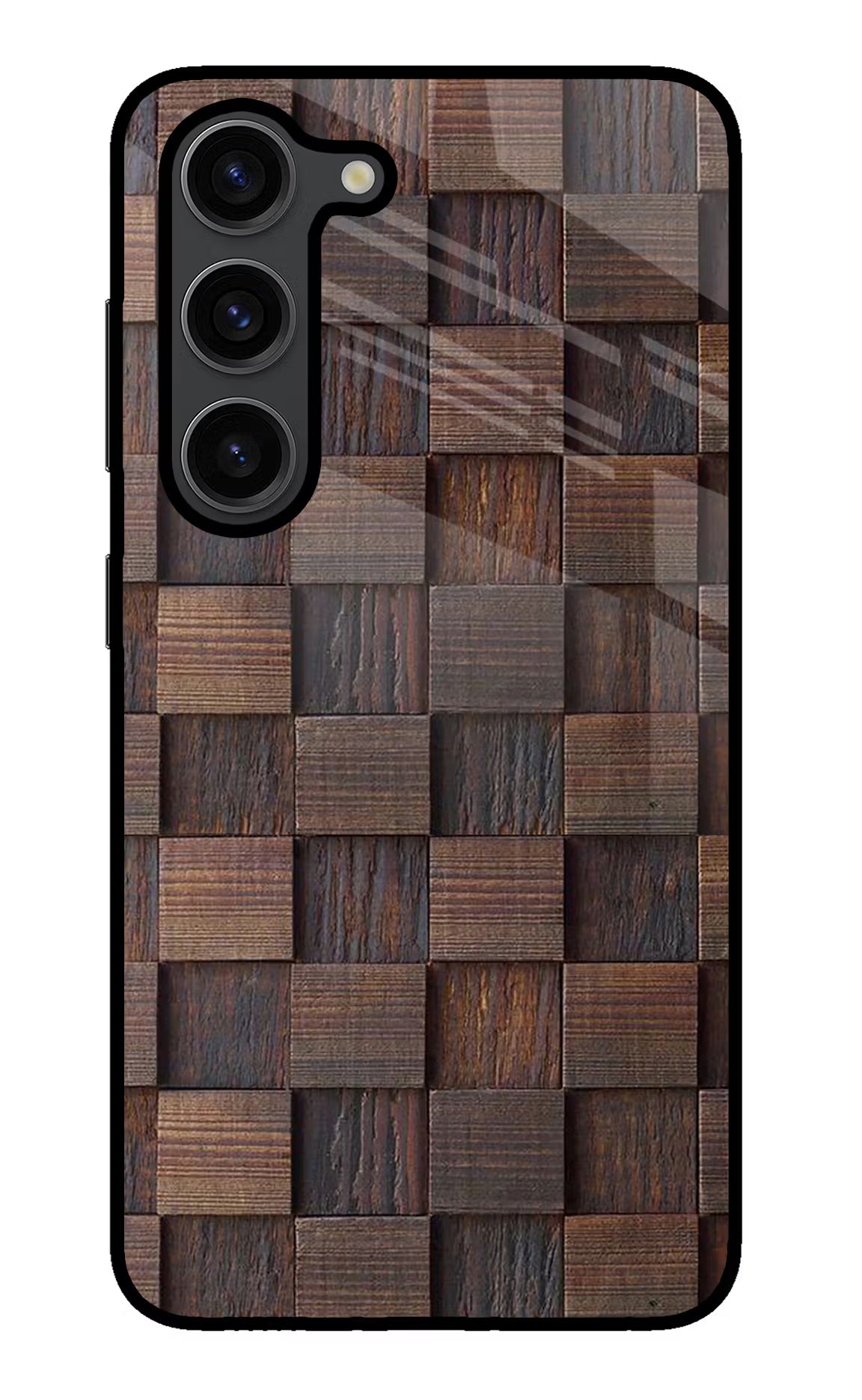 Wooden Cube Design Samsung S23 Plus Glass Case Back Cover by Casekaro