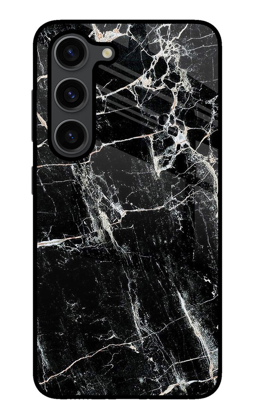 Black Marble Texture Samsung S23 Plus Glass Case