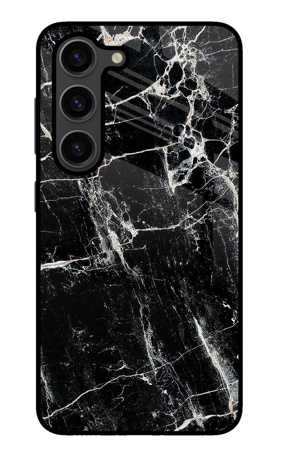 Black Marble Texture Samsung S23 Plus Back Cover, Glass case
