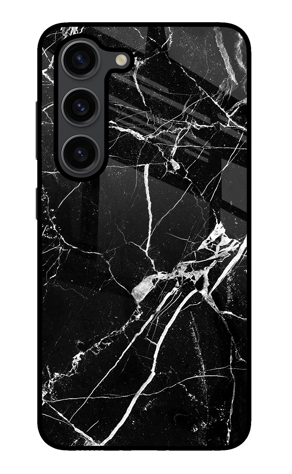 Black Marble Pattern Samsung S23 Plus Glass Case
