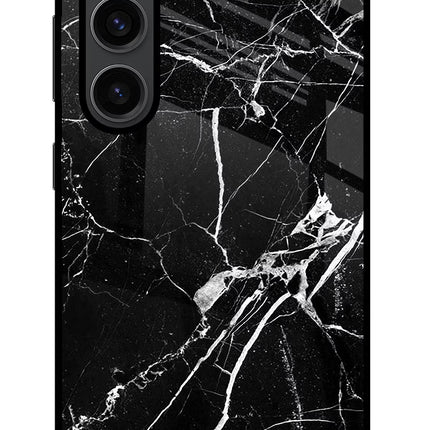 Black Marble Pattern Samsung S23 Plus Glass Case Back Cover by Casekaro