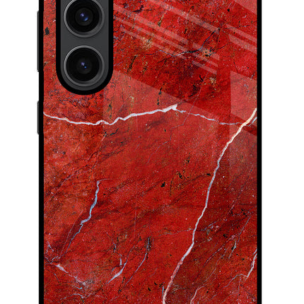 Red Marble Design Samsung S23 Plus Glass Case Back Cover by Casekaro