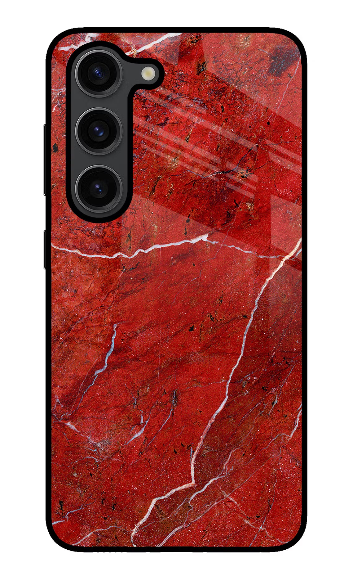 Red Marble Design Samsung S23 Plus Glass Case Back Cover by Casekaro