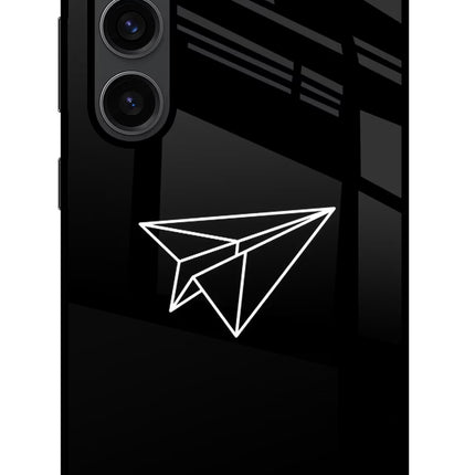 Paper Plane White Samsung S23 Plus Glass Case Back Cover by Casekaro