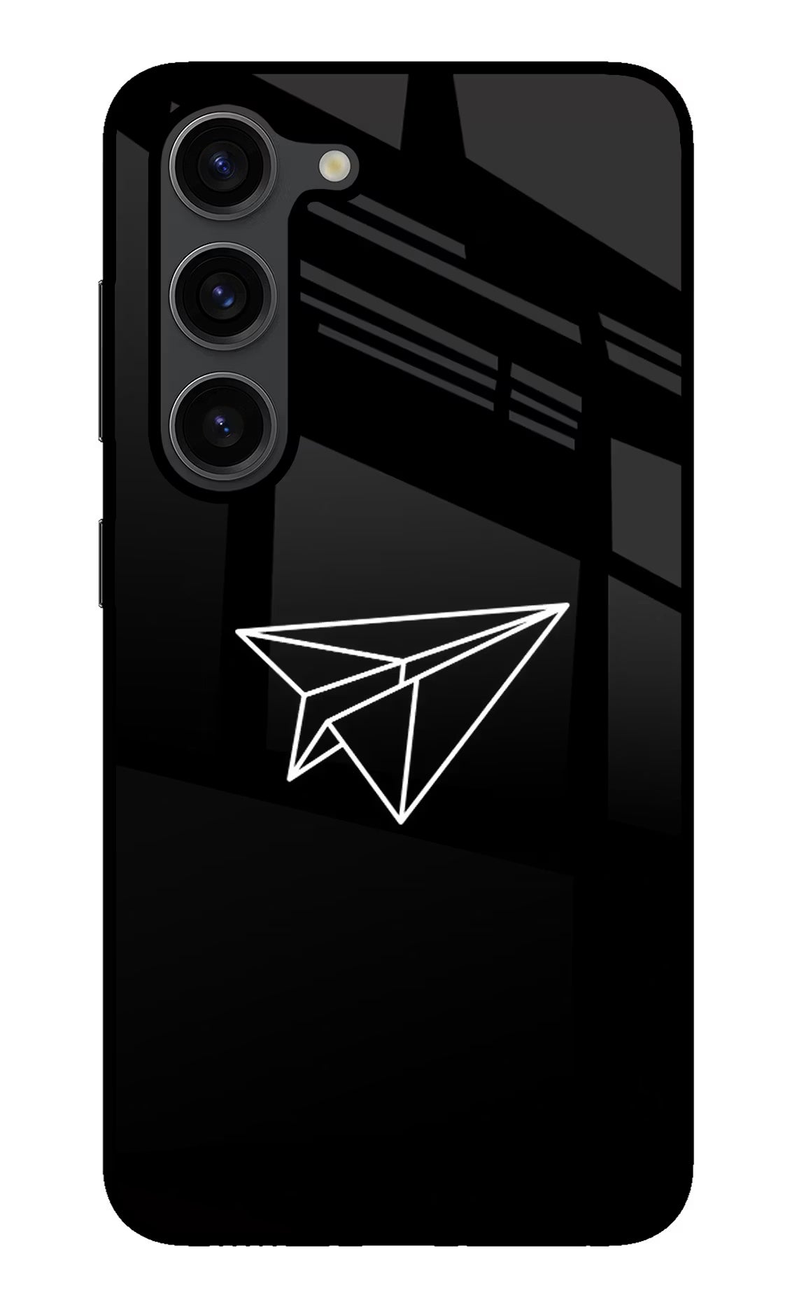 Paper Plane White Samsung S23 Plus Glass Case Back Cover by Casekaro