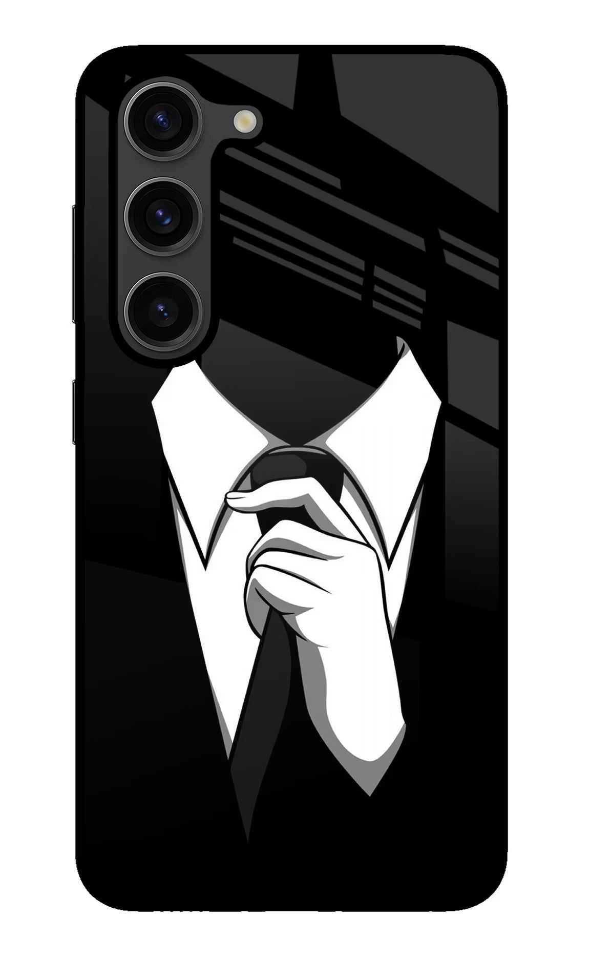Black Tie Samsung S23 Plus Glass Case Back Cover by Casekaro