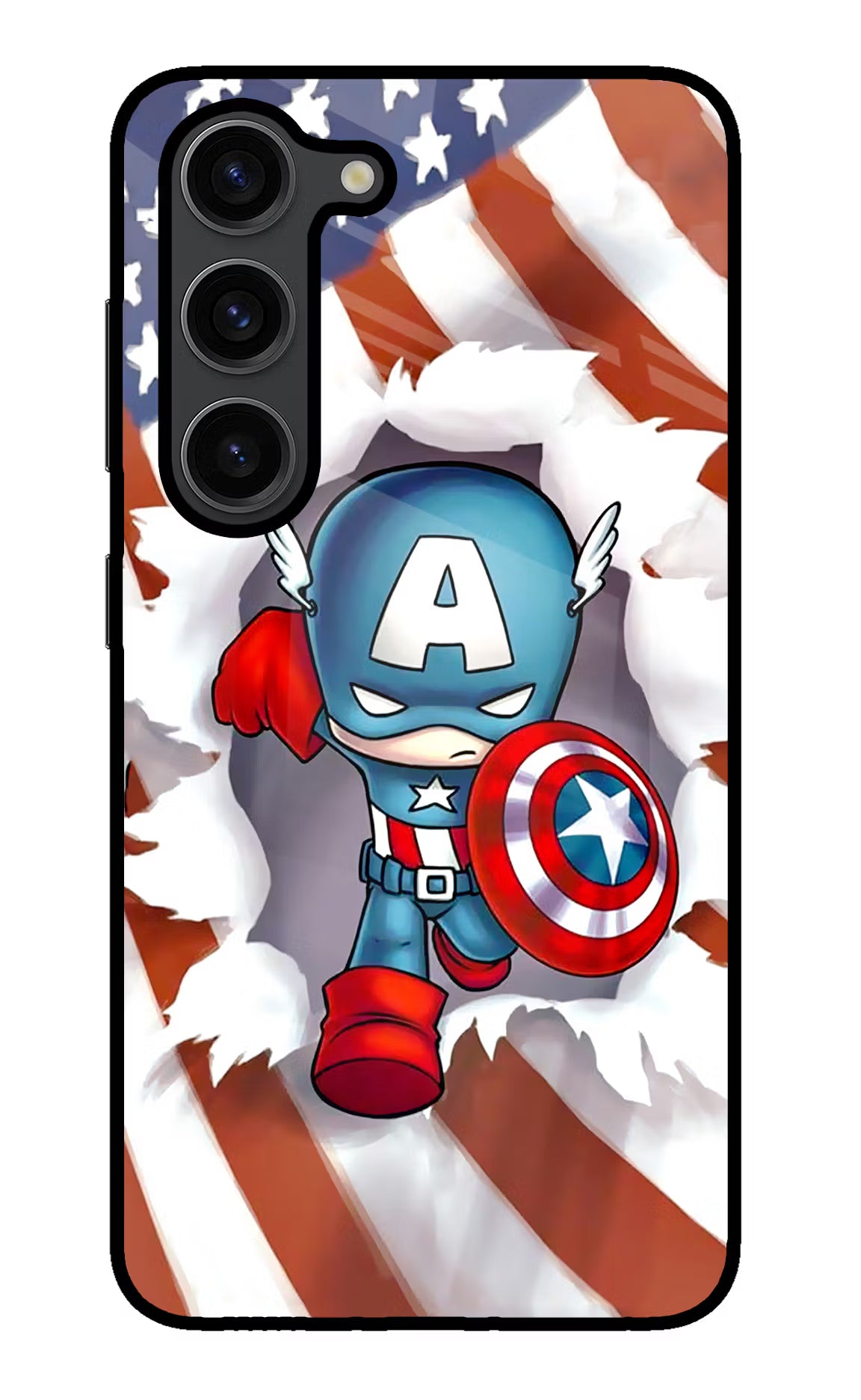 Captain America Samsung S23 Plus Glass Case Back Cover by Casekaro