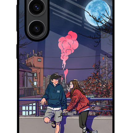 Chilling Couple Samsung S23 Plus Glass Case Back Cover by Casekaro