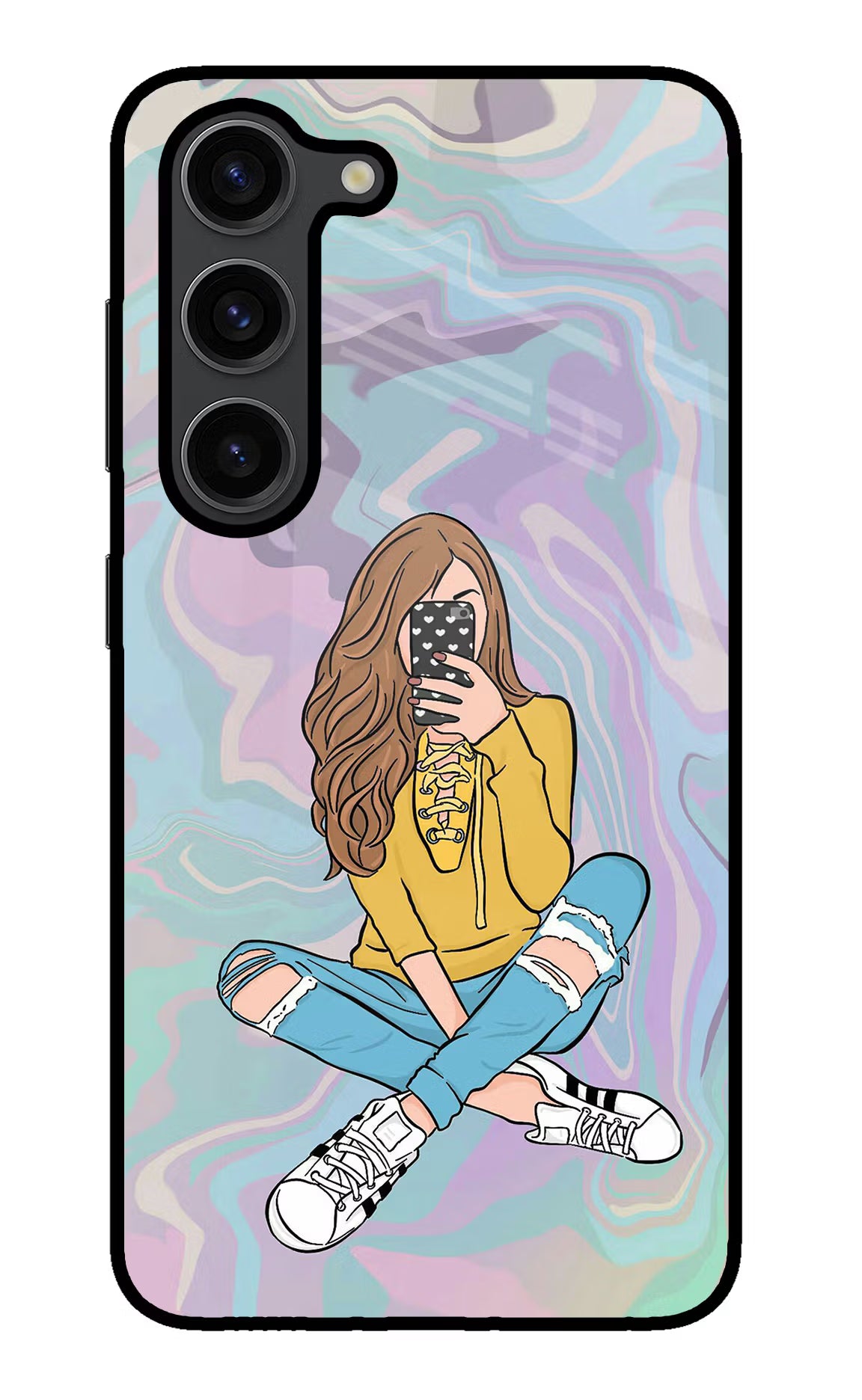 Selfie Girl Samsung S23 Plus Glass Case Back Cover by Casekaro