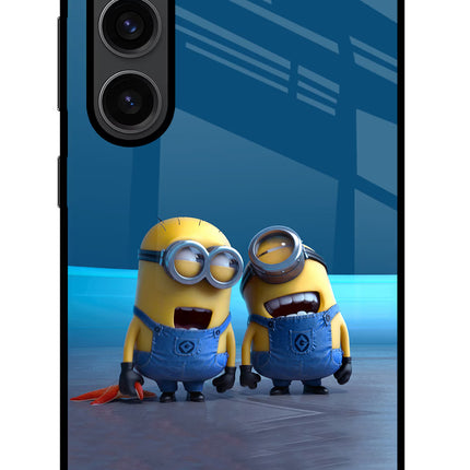 Minion Laughing Samsung S23 Plus Glass Case Back Cover by Casekaro