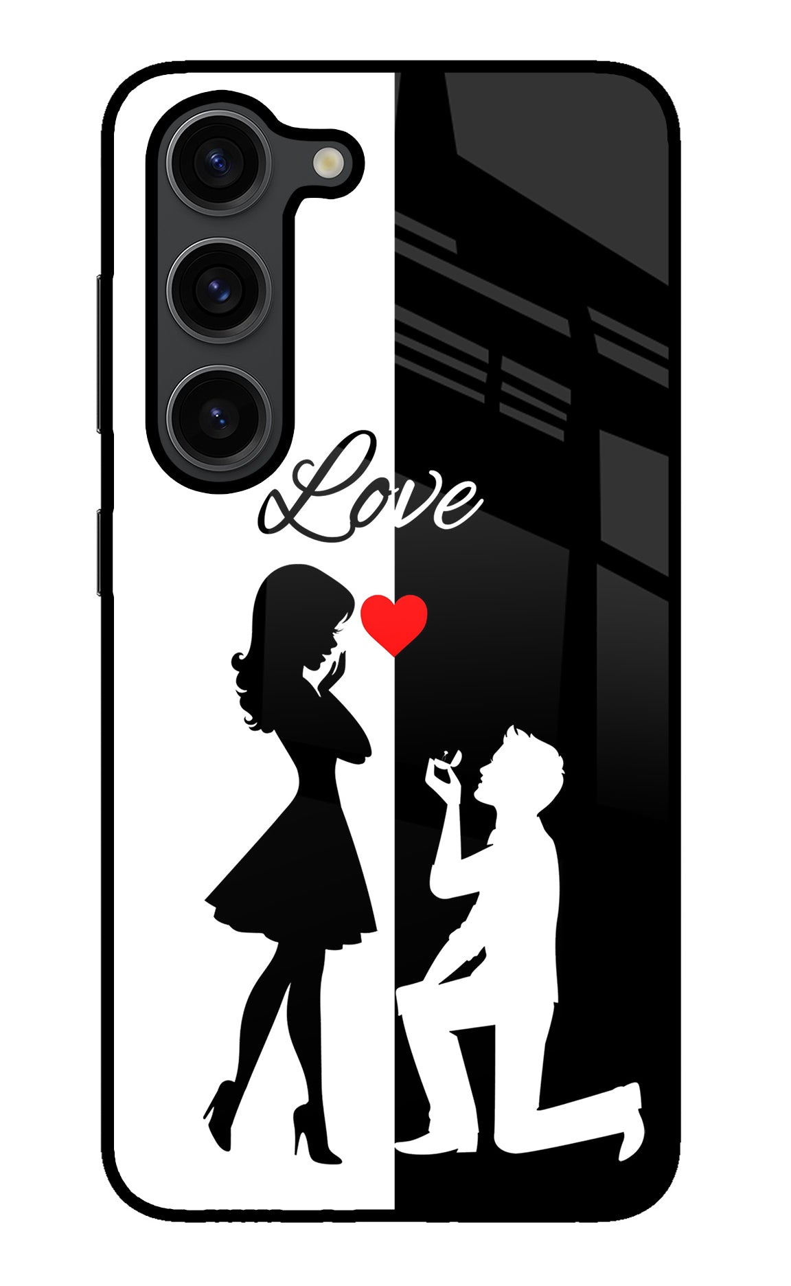 Love Propose Black And White Samsung S23 Plus Glass Case