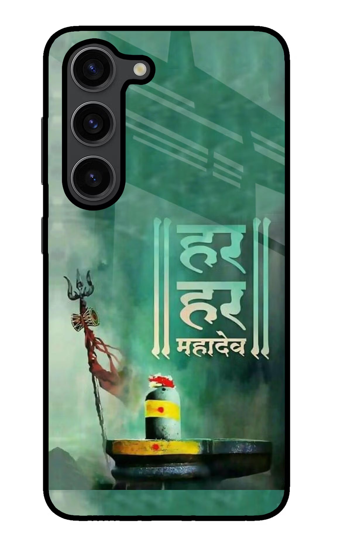 Har Har Mahadev Shivling Samsung S23 Plus Glass Case Back Cover by Casekaro