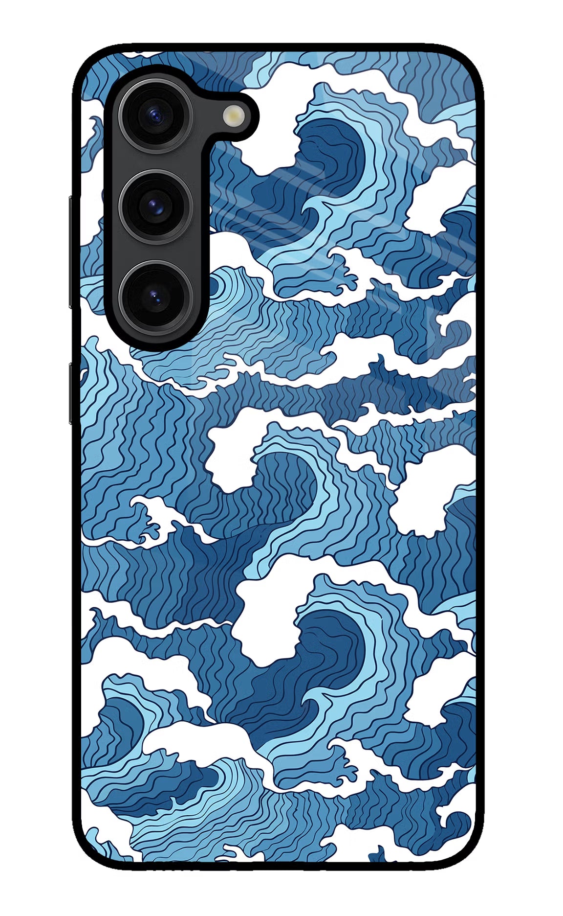 Blue Waves Samsung S23 Plus Glass Case Back Cover by Casekaro