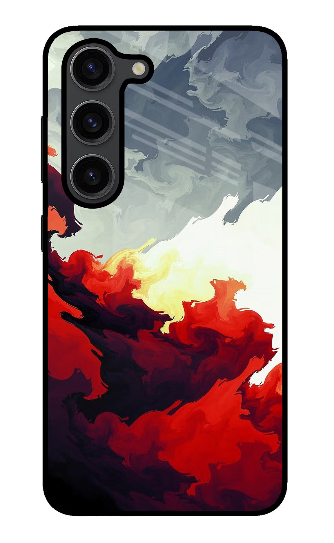 Fire Cloud Samsung S23 Plus Glass Case Back Cover by Casekaro