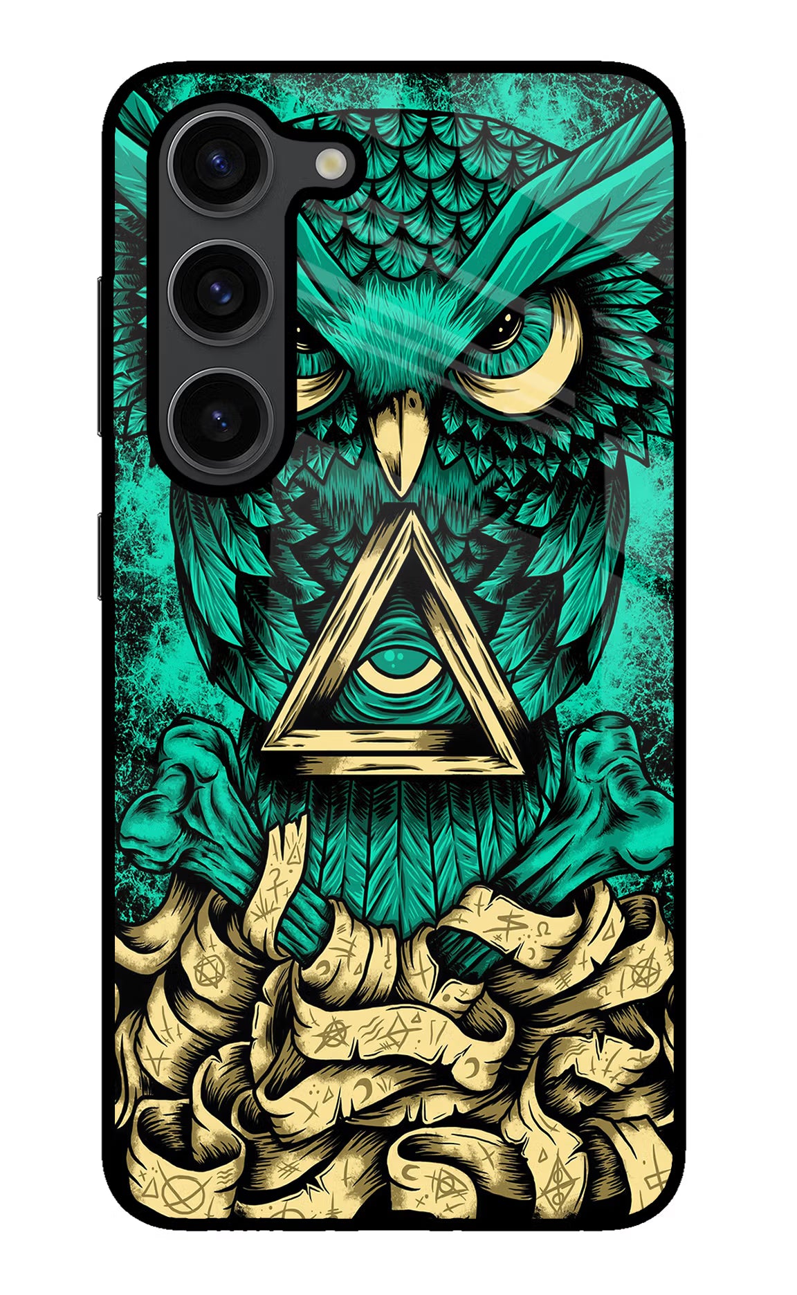 Green Owl Samsung S23 Plus Glass Case Back Cover by Casekaro