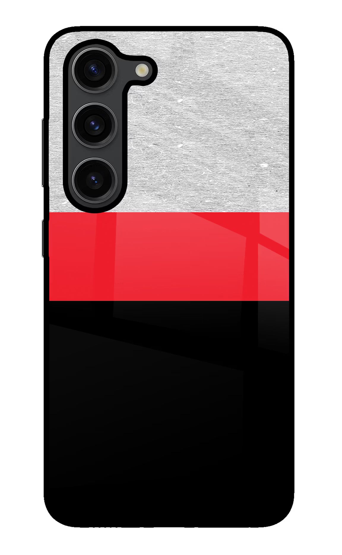 Tri Color Pattern Samsung S23 Plus Glass Case Back Cover by Casekaro
