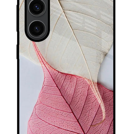 White Pink Leaf Samsung S23 Plus Glass Case