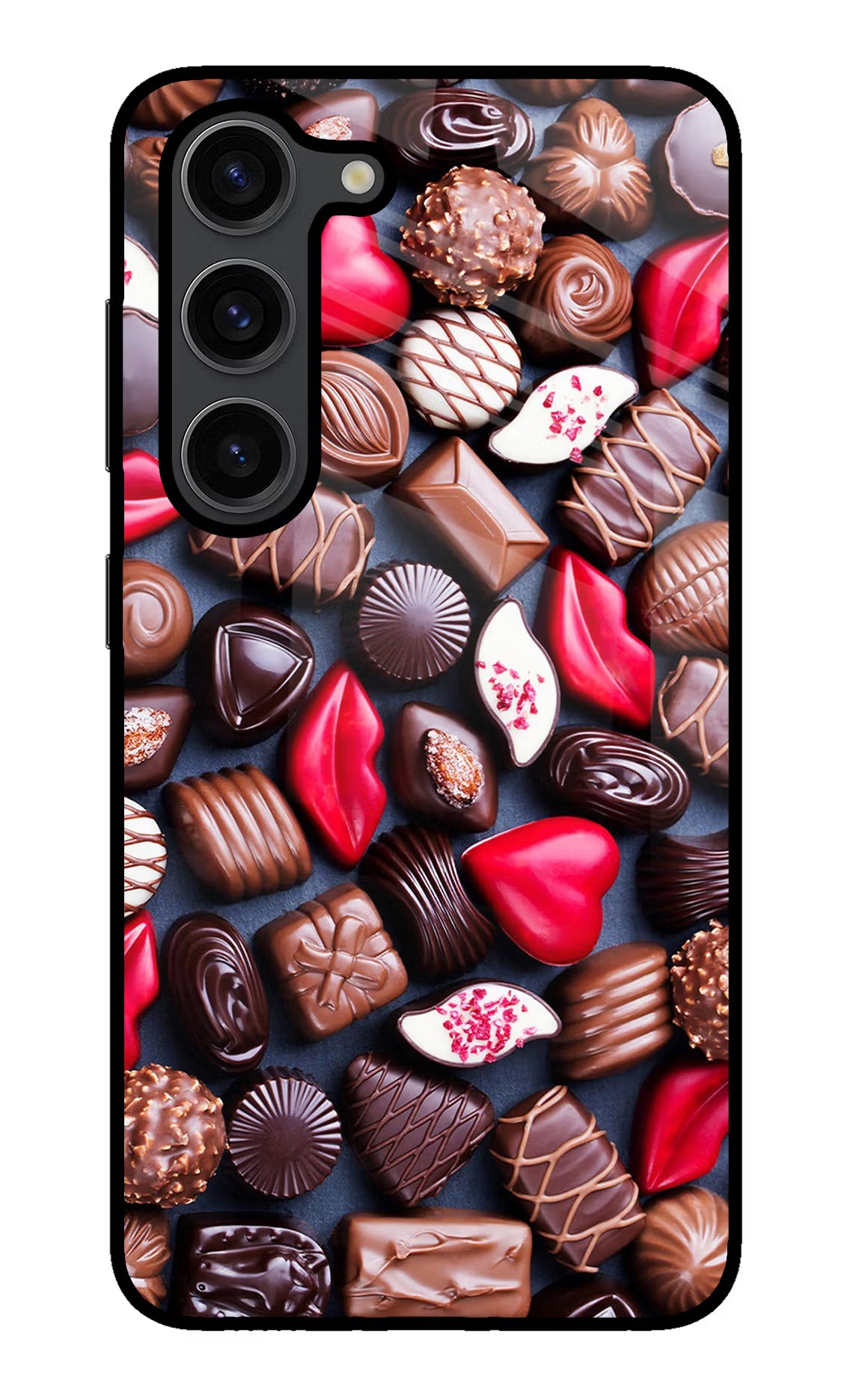Chocolates Samsung S23 Plus Glass Case Back Cover by Casekaro