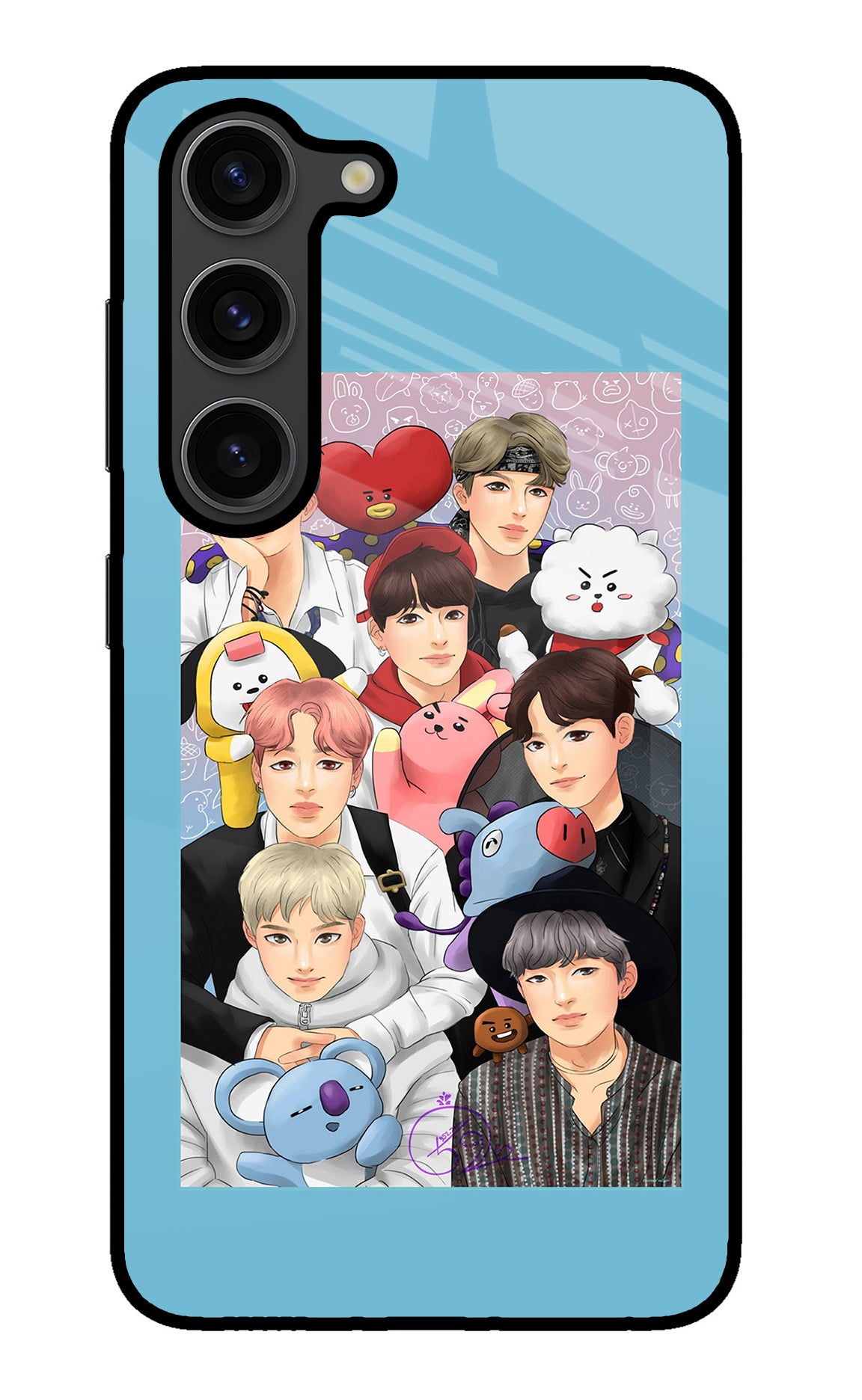 BTS with animals Samsung S23 Plus Glass Case