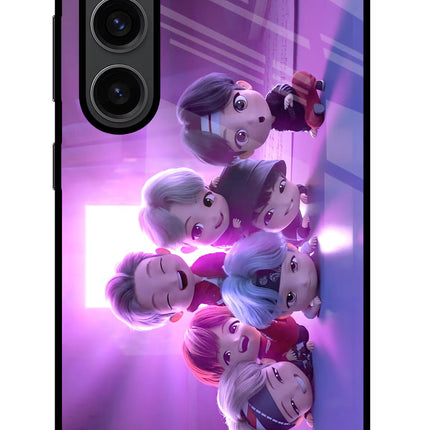 BTS Chibi Samsung S23 Plus Glass Case Back Cover by Casekaro