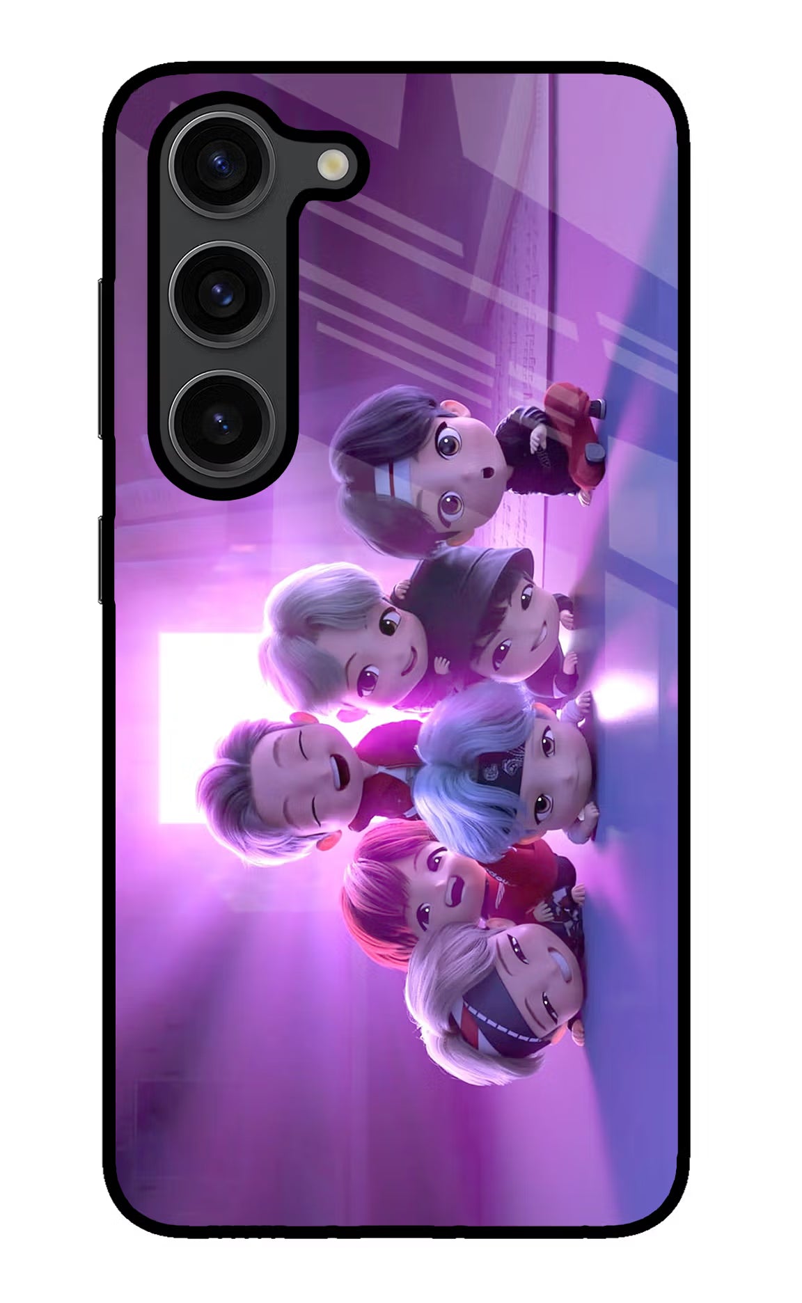 BTS Chibi Samsung S23 Plus Glass Case Back Cover by Casekaro