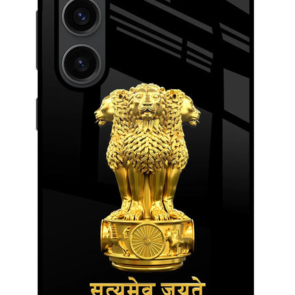 Satyamev Jayate Golden Samsung S23 Plus Glass Case