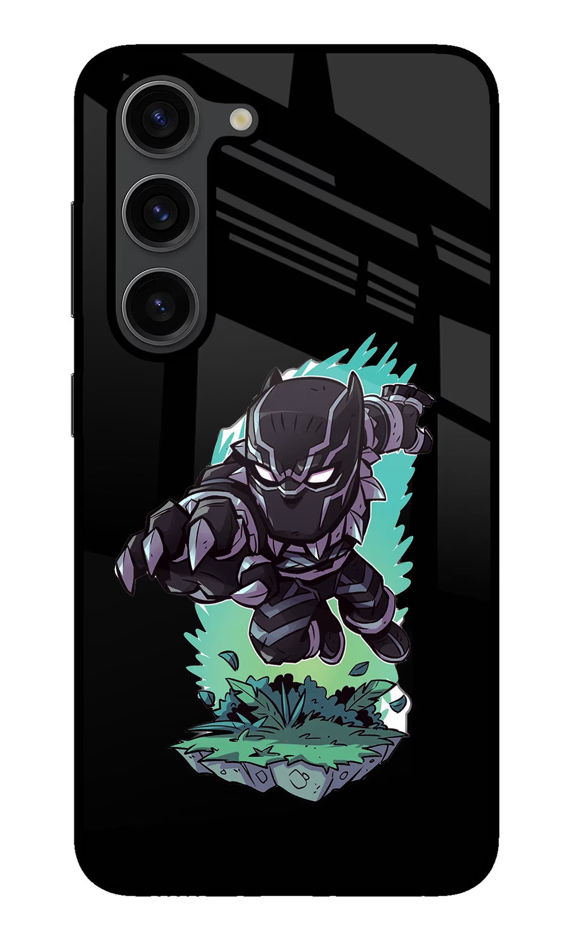 Black Panther Samsung S23 Plus Glass Case Back Cover by Casekaro