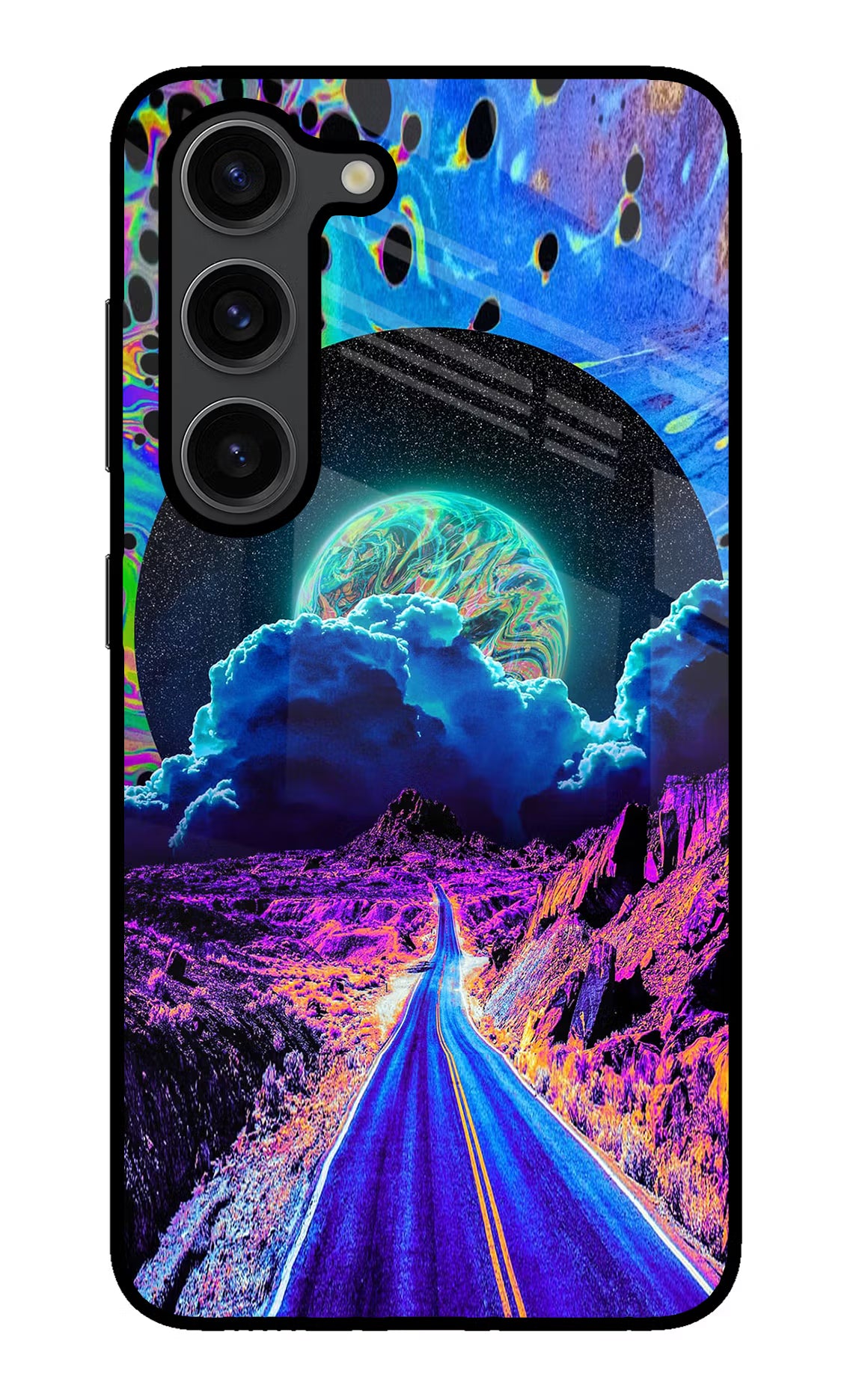 Psychedelic Painting Samsung S23 Plus Glass Case Back Cover by Casekaro