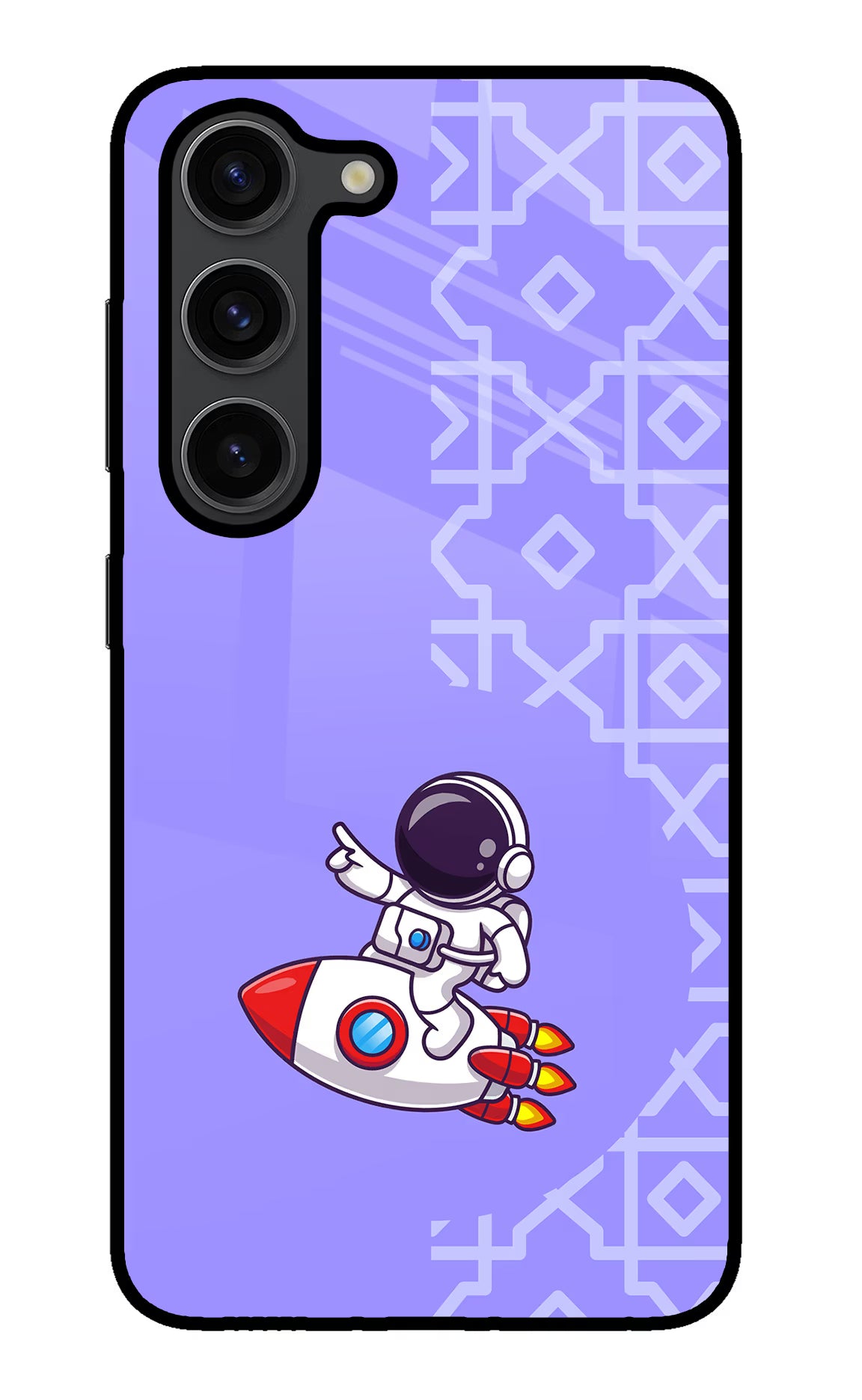 Cute Astronaut Samsung S23 Plus Glass Case Back Cover by Casekaro