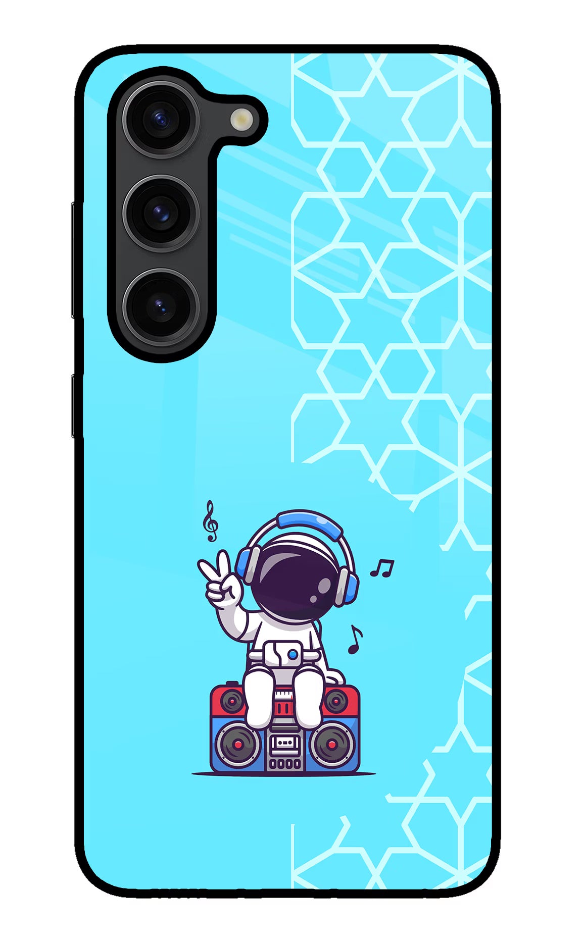 Cute Astronaut Chilling Samsung S23 Plus Glass Case Back Cover by Casekaro